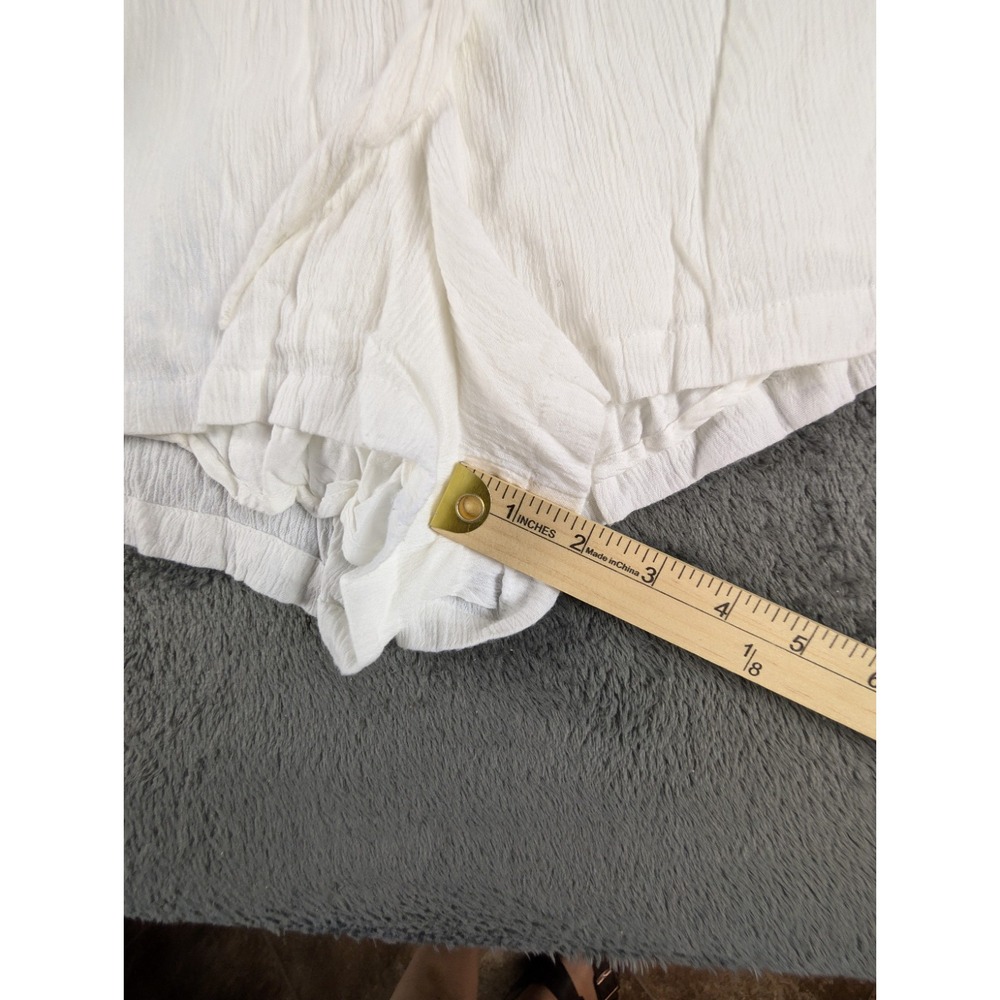 Abercrombie & Fitch White Crinkle Gauze Lace Romper Button Tie Waist Size Medium - Picture 7 of 14